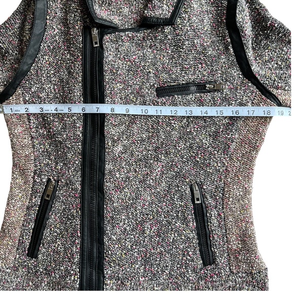 RAG & BONE Hart Tweed Biker Moto Jacket Pink/Ivory/Black,  Leather Trim, Med. - Picture 8 of 13